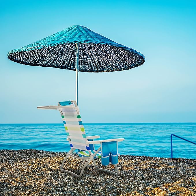 Beach Chair Beach Chairs for Adults 2 Pack Outdoor Folding Beach Chairs for Adults Supports up to 350lbs with 5 Positions Towel bar Cooler Pouch Storage Pouch.