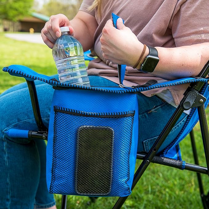 Kijaro Dual Lock Portable Camping Chairs - Enjoy Outdoors with Versatile Folding Sports &amp Lawn Chair - Dual Lock Feature Locks Position - Maldives Blue with Cooler