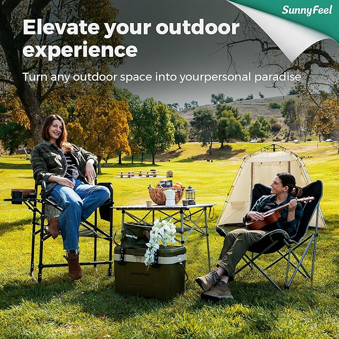 SUNNYFEEL Oversized Camping Folding Chair for Outdoor Camp with Cup Holders &amp Carry Bag Versatile Indoor-Outdoor Comfy Butterfly Chair for Adults Beach Picnic Hiking Living Room