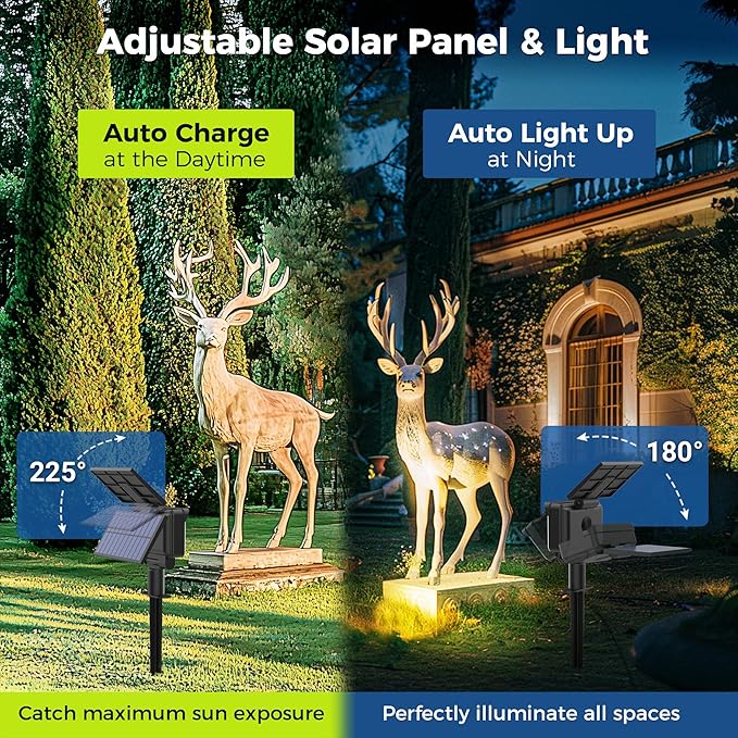Solar Spot Lights Outdoor Waterproof for Flag Tree House Garden Yard Landscape Spotlights for Accent Uplighting Halloween Christmas Decorations-6 Pack