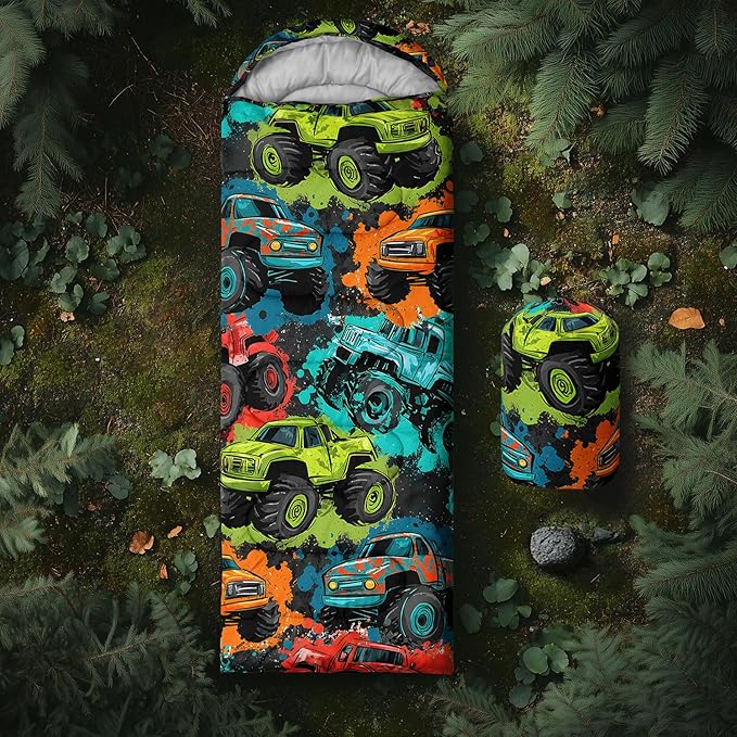 AILONEN Sports Basketball Sleeping Bag for Kids BoysWarm and Cool WeatherLightweightWaterproof Backpacking3D Galaxy Ball Print Sleeping Bag for Camping