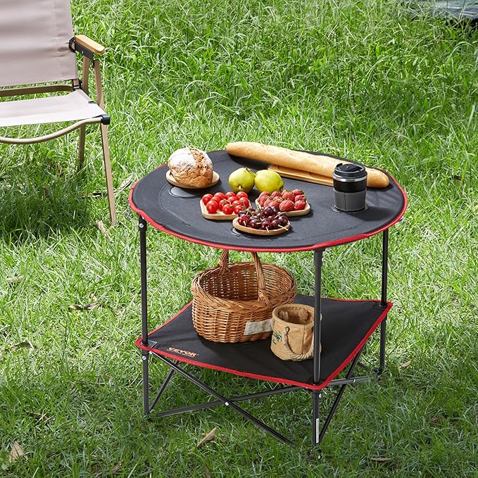 VEVOR Folding Camping Table Outdoor Portable Fold Up Lightweight Side Table for BBQ Tailgating Picnic Travel Hiking Fishing
