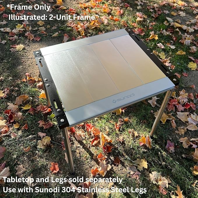 Folding IGT Outdoor Camping Table Frame with Carry Bag Modular Design IGT Compatible Lightweight Aluminum Alloy for Outdoor Cooking Car Camping Campground RV Picnic BBQ(Silver 3-Unit)