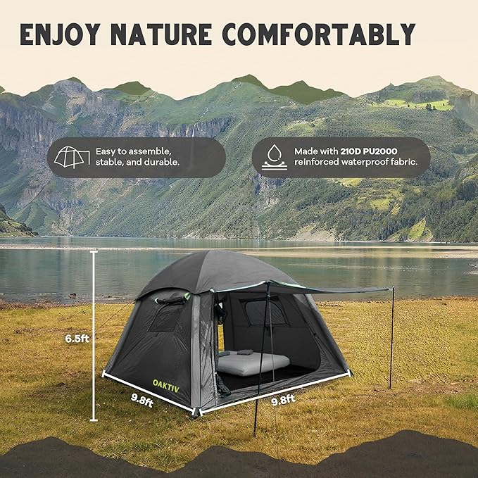 CloudCamp Inflatable Tents for Camping- 6 People Waterproof Oxford Fabric(210D) Quick Setup Air Tent with Manual &amp Battery Pump UV Protection 4-Season Inflatable Tent