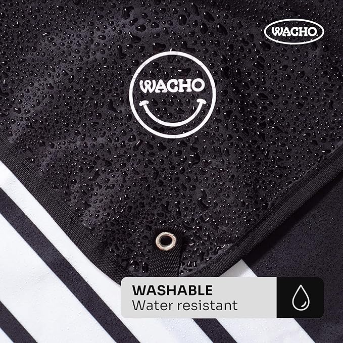 Wacho Waterproof Picnic Blanket – Large Sandproof Outdoor Mat with Carry Bag for Beach Camping Park &amp Travel – Foldable Lightweight Easy to Clean &amp Portable Ground Cover for Families–Black