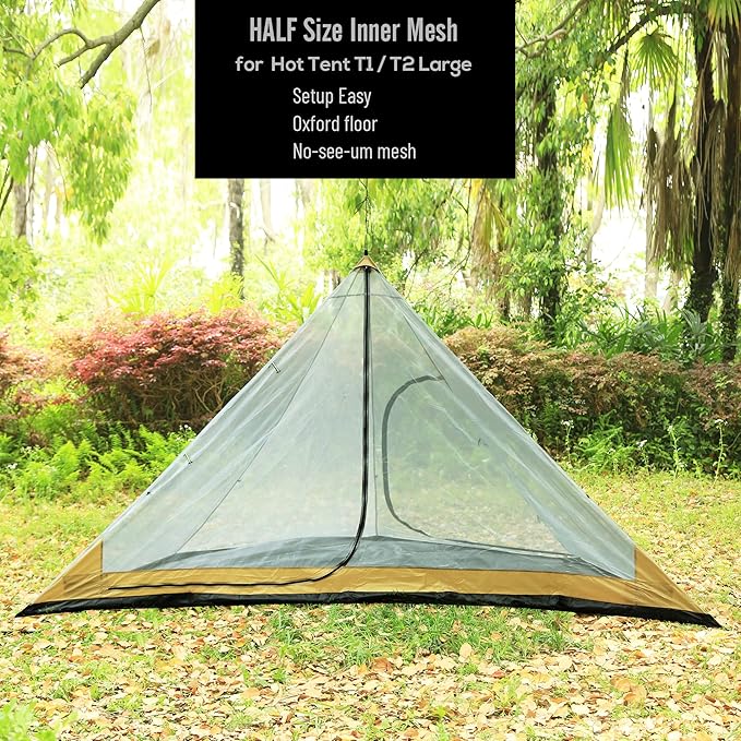 Inner Mesh for T1 T2 Large Size Tipi Hot Tent with Bathtub Bottom (Half Octagonal Large)
