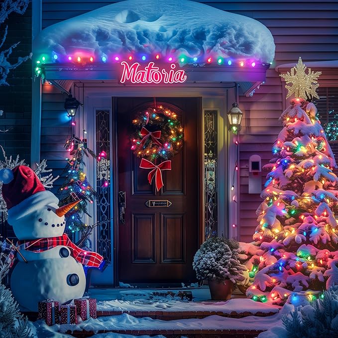 25Ft Christmas Lights Outdoor C9 Multicolor Christmas Lights with 25 Colored LED Bulbs Waterproof Connectable for Holiday Xmas Roofline Wedding Christmas Tree Decoration - Green Wire