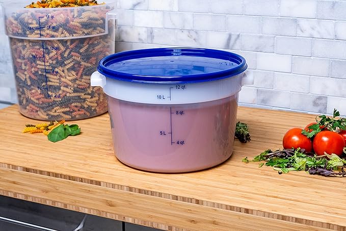 Carlisle FoodService Products Storplus Round Food Storage Container with Stackable Design for Catering Buffets Restaurants Polyethylene (Pe) 12 Quart White