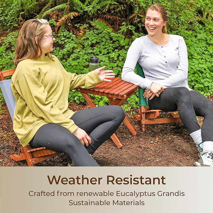 BYER OF MAINE Pangean Lounger Chair – Portable Lightweight Foldable Wood and Canvas Chair – Ideal for Camping Patio Lawn and Beach Use in Granite