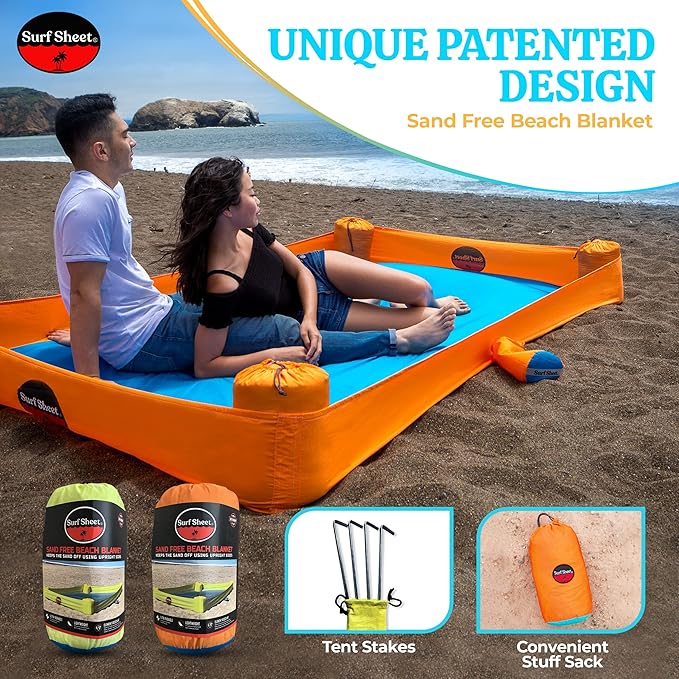 Sandproof Beach Blanket - Oversize Large Outdoor Picnic Blanket for Beaches &amp Camping - Portable Family Beach Blanket Waterproof Sandproof for Parks Travel Vacation Essentials (Yellow)
