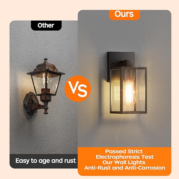 Outdoor Light Fixture Wall Mount LED Exterior lighting fixtures for Outside Front Porch Lights Waterproof Wall Sconce Lantern Lamp Black Coach Lights for House Patio Garage Doorway Entryway