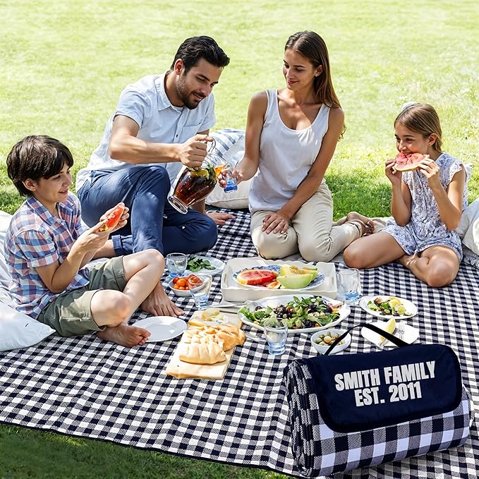 Bulk Personalized Picnic Blankets - Custom Logo or Text – Foldable and Lightweight – Great for EventsWedding Favors Corporate Gifts Employee Swag – 30 Pack