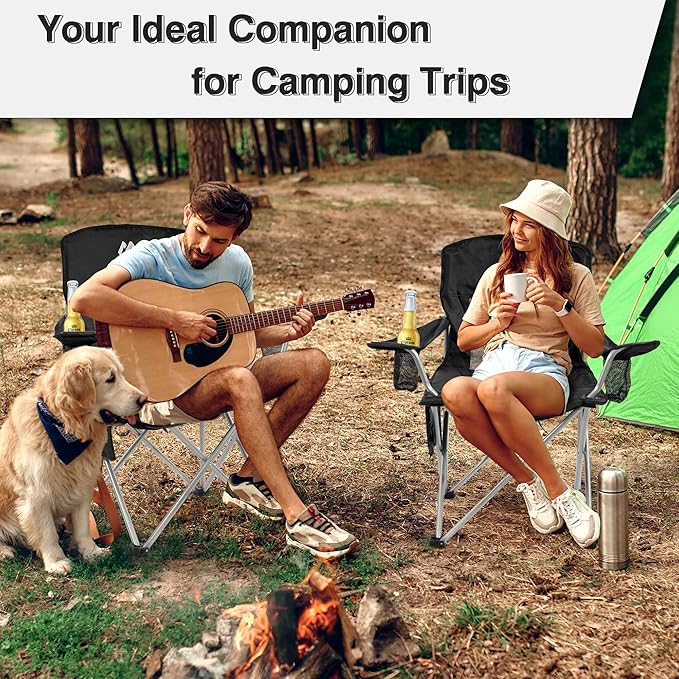 Elevon Folding Camping Chairs Portable Outdoor Beach Chair for Adults with Carry Bag &amp Cup Holder Foldable Lawn Chair with Mesh Backrest for Camp Fishing Hiking Travel Picnic Sports