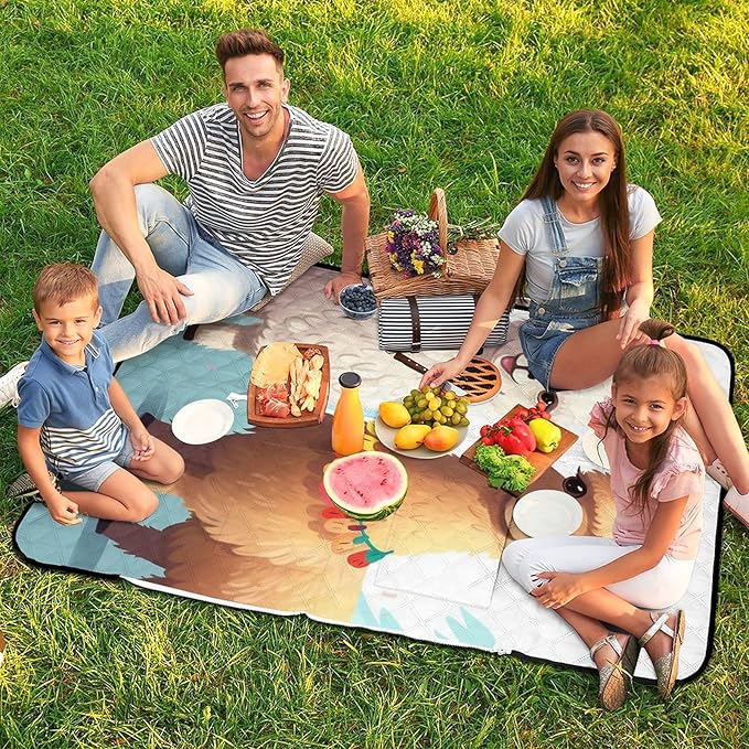 Zipper Llama Alpaca Style Picnic Mat Suitable for Travel Camping Park Or Home Use
