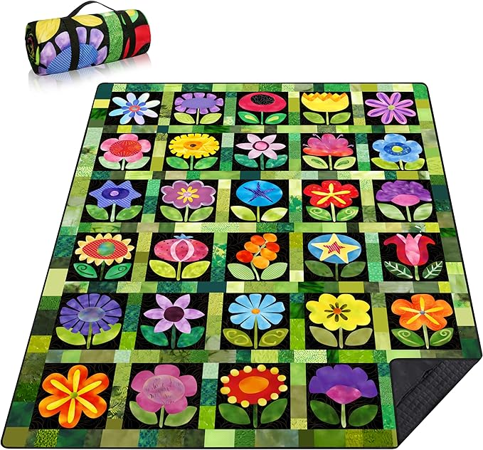 Picnic Blankets Beach Blanket 80 X 80 Extra Large Waterproof Camping Blankets Portable Outdoor Mat 3-Layer Blanket for Beach Hiking Park Music Festival Grass LawnTravel