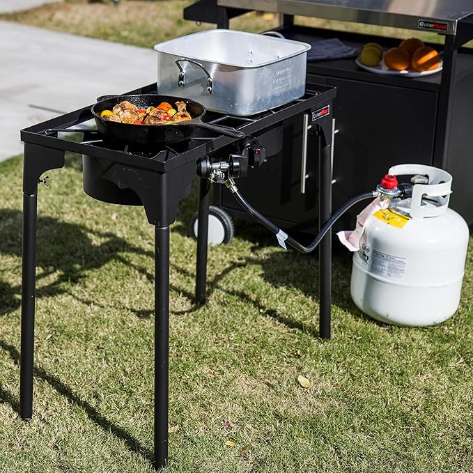 2 Burner Propane Gas Stove with 0-3 PSI Adjustable Regulator and Removable Legs Gas Burners for Cooking Perfect for Home Brewing Seafood Boil and Camping