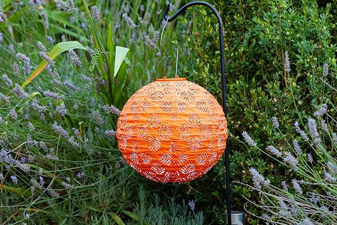 Allsop Soji Stella - Brights Geo Palm - 12 Outdoor Solar Lantern - Clementine