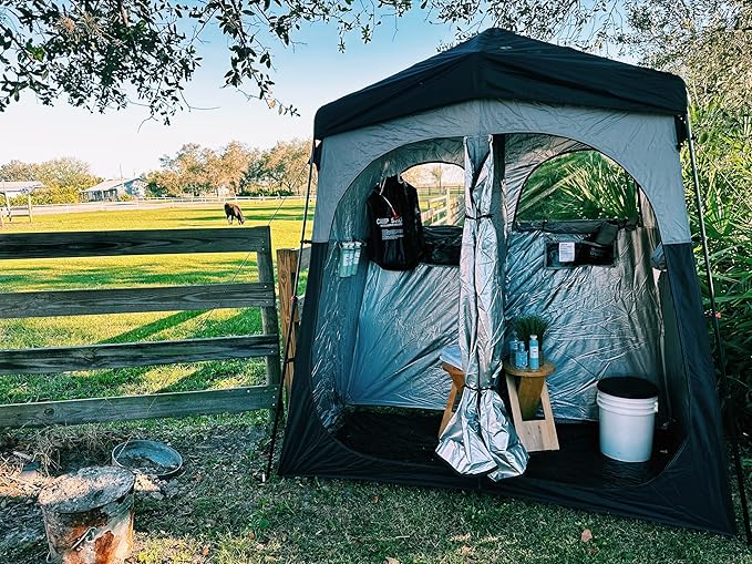 Nice C Camping Shower Tent Instant Pop Up Privacy Changing Tent Outdoor Shower Enclosure Toilet Tents Camping Bathroom Oversize (2 Room)