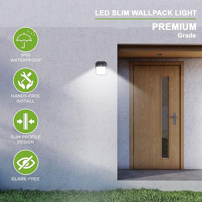 TIERONE Modern LED Wall Pack Light Security Light with Dusk to Dawn Photocell Outdoor Wall Lantern for Patio Porch Hallway 12W 1000LM 3000K Daylight Waterproof UL Listed 4 Pack