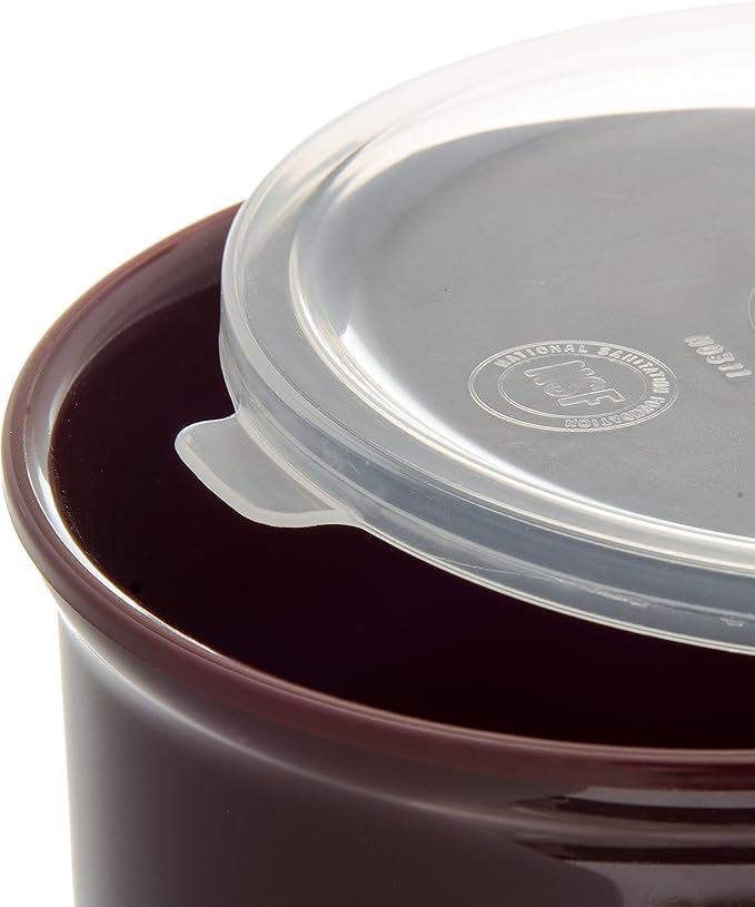 Carlisle FoodService Products Classic Round Storage Container Crock with Lid for Kitchen Restaurants Home Plastic 1.2 Quarts Brown (Pack of 12)
