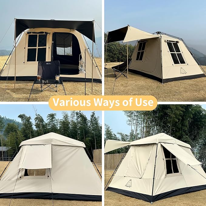 TENPLAY 2-4Person Instant Cabin TentPortable Pop Up TentOne-TouchSetup with 60sSpacious InteriorBlackCoatingWaterproof5000mmIncludes RainflyCanopy Blackout Tents for CampingHikingFamily
