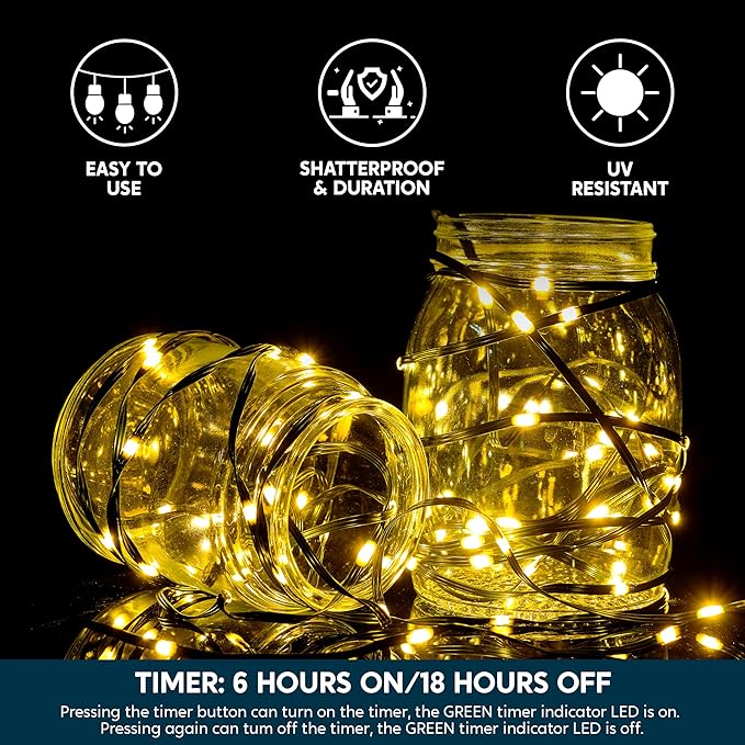 Joiedomi 1200 LED Christmas Lights Outdoor394 FT Warm White Christmas Tree Lights with 8 Modes Timer PVC Green Wire String Lights with Reel for Indoor Outdoor Holiday Xmas Eve Night Decorations