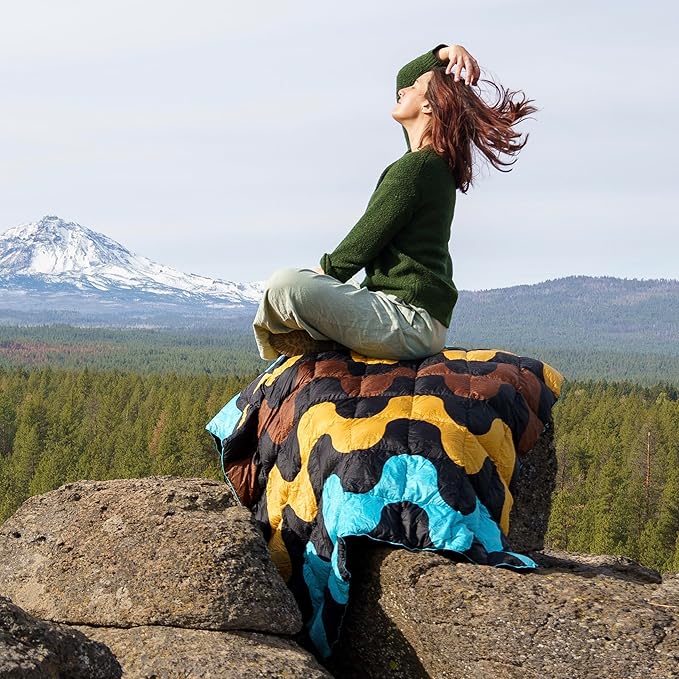 Horizon Hound Puffy Down Camping Blanket - Outdoor Travel Quilt | Sustainable Insulated Lightweight &amp Warm Gear for Sleep Camping Stadium Hiking &amp Festivals | Water Resistant Packable &a