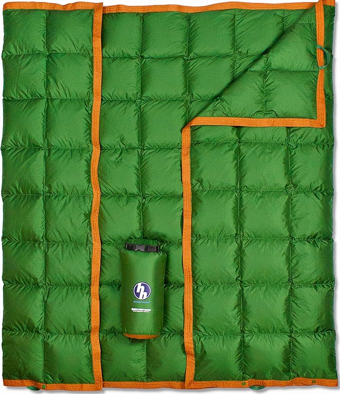 Horizon Hound Puffy Down Camping Blanket - Outdoor Travel Quilt | Sustainable Insulated Lightweight &amp Warm Gear for Sleep Camping Stadium Hiking &amp Festivals | Water Resistant Packable &a