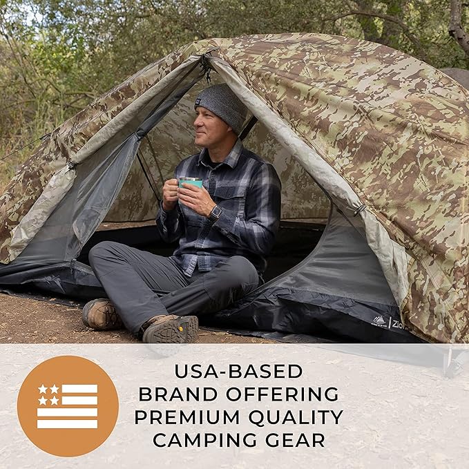 Hyke &amp Byke Zion Hiking &amp Backpacking Tent - 3 Season Ultralight Waterproof Tent for Camping w/Rain Fly and Footprint - 1 Person - Orange