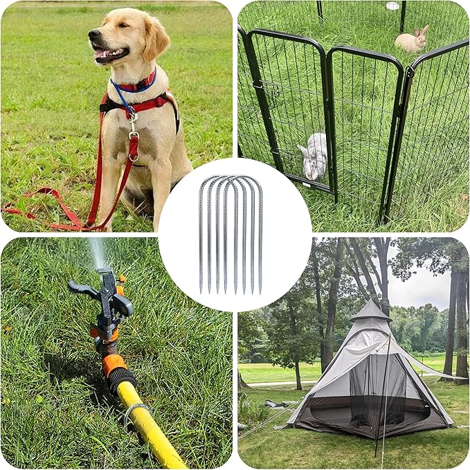 SHENGHUISS 12 Inch Rebar StakesU Shaped Trampoline Stakes High Wind Ground Anchors8 Pack Galvanized Steel Rebar Stakes for TrampolineCamping TentGarden DecorationsChicken Coop