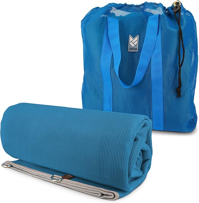 CGEAR RV Camping Mat Sand Free Outdoor Reversible Rug for Campsite Backyard Patio Deck and Beach (Blue/Green 8' x 14')