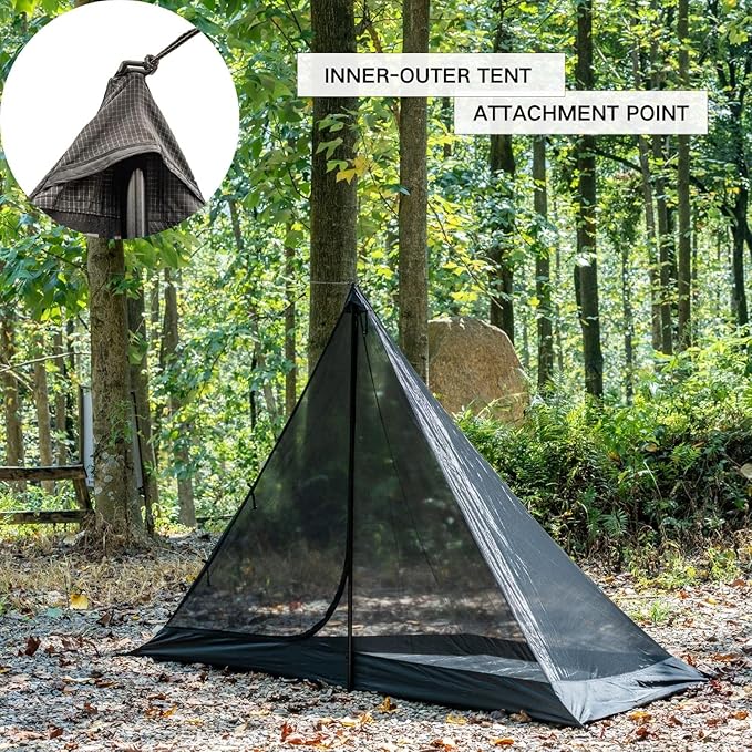 Half Inner Mesh Tent for Tipi Hot Tent with Waterproof Floor 1 Person General Size
