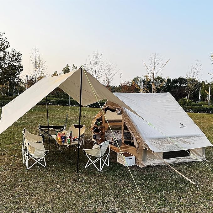 Inflatable Camping Tent for 4-6 Person Easy Setup Waterproof Outdoor Oxford Tents with PumpSelf-Supporting Structure Inflatable House Tent Cabin Tent with Mesh Windows &amp Doors