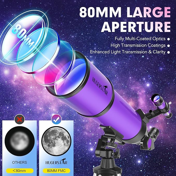 Telescope Telescope for Adults &amp Kids &amp Astronomy Beginners 80mm Aperture 600mm Portable Refractor Telescopes Fully Multi-Coated Optics with AZ Mount Tripod Phone Adapter and Moon Filter
