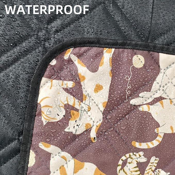 Outdoor Picnic Blanket Brown Cat&ampDog 60x80 Sandproof Beach Blanket Waterproof Picnic Blankets Foldable for Caming Beach Outdoor Activities.