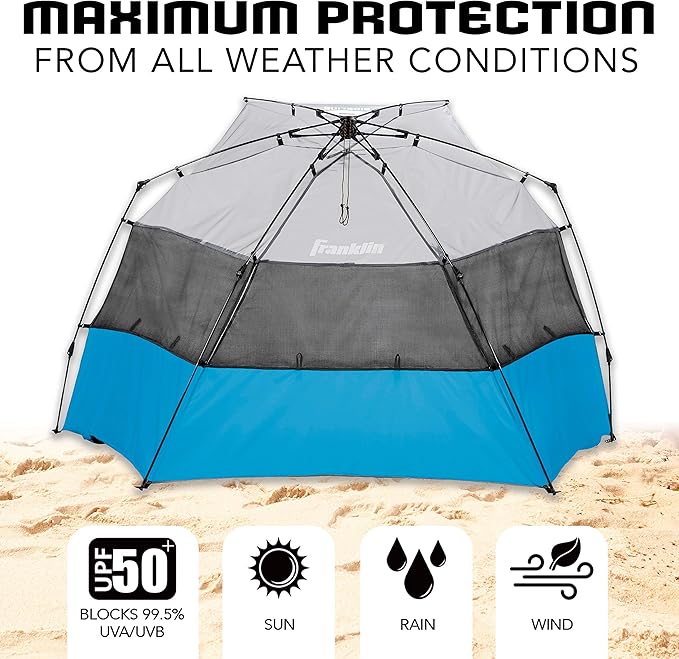 Franklin Sports Sideline Sunblocker Shelter - Easy Set Up - Portable and UPF 50+ Protected Design - Great for Beach and Sports Games