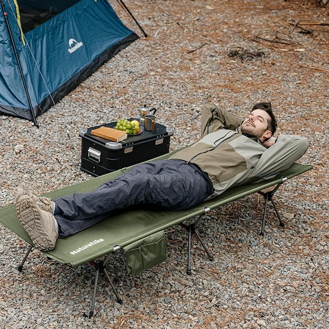 Naturehike ArmyWild Folding Camping Cot Height Adjustable Ultralight Backpacking Cot Portable Camping Bed for Camping Hiking Travel Home