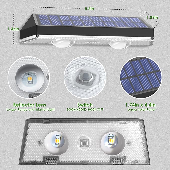 Solar Fence Lights Outdoor Waterproof Led RGB Color Changing Solar Outdoor Lights Fence Solar Powered Light for Outside Backyard Wall Patio Deck Railing Stair (8 Pack)