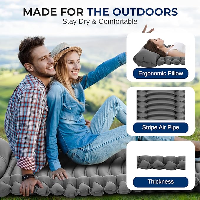 SereneLife Lightweight &amp Compact Camping Gear – Sleeping Pads &amp Bags with Built-in Pillows for Outdoor Comfort Waterproof &amp Tear-Resistant Design Perfect for Hiking Backpacking Couples