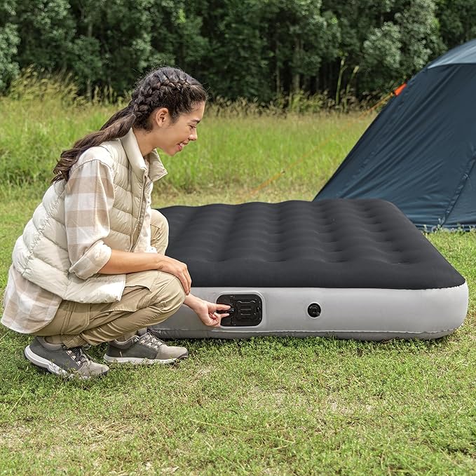 Coleman: River Gorge: 9.5 Queen Airbed - Built-in Battery Air Pump Inflatable Mattress Puncture Guard Durable Design All Terrain Indoor-Outdoor