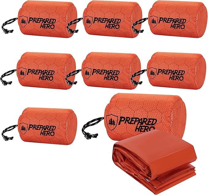 Prepared Hero Survival Bag - Emergency Sleeping Bag Thermal Bivy Sack for Camping Hiking Outdoor. Lightweight Portable Survival Shelter