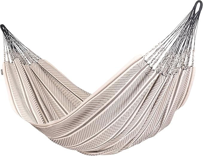 La Siesta Flora Classic Organic Cotton Hammock - Indoor/Outdoor Patio Bed Portable 2-Person Double Hammock - King Zebra