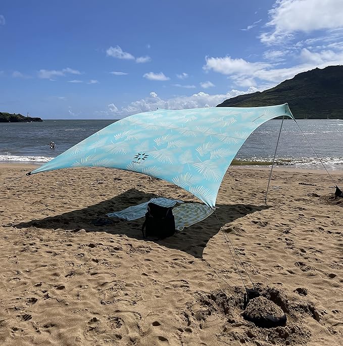 Neso Grande Portable Beach Tent Sun Shelter - Lightweight Beach Shade Canopy - Easy Setup for Family Outings - Patented Reinforced Corners - UPF 50+ Sun Protection - 7ft Tall 9 x 9ft