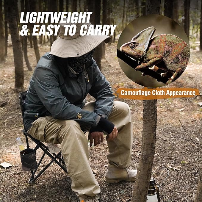 REDCAMP 2 Pack Tall Tripod Chairs for Adults Folding Lightweight Portable Golf Chairs for Spectators Compact 3 Legged Tripod Stools Seat with Backrest for Camping Fishing Hunting Camo