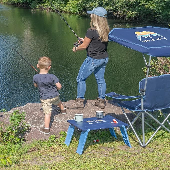 Life is Good Family Portable Outdoor Folding Table with Adjustable Height and Carry Bag for Beach Camping 30lb Weight Capacity 22 x 20 x 16