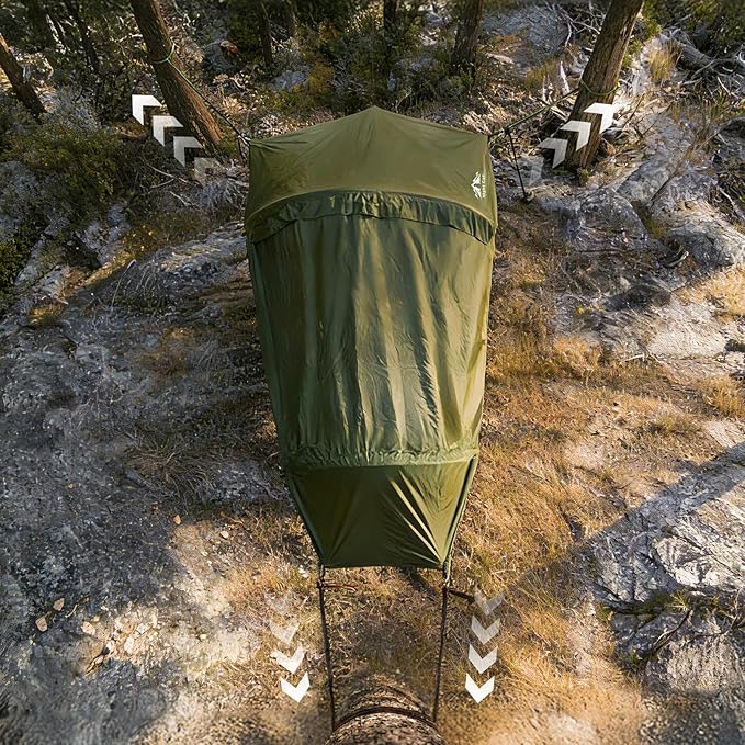 Night Cat Flat Lay Hammock Tent: Portable Lightweight Camping Hammock with Mosquito Net Waterproof Rainfly for 1 Person Outdoor Camping Green