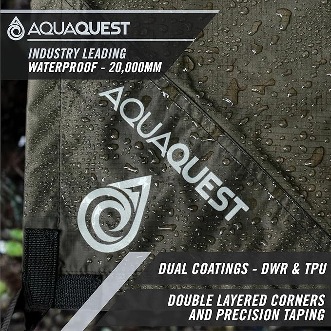 AquaQuest Defender Tarp – Heavy-Duty Waterproof (20000 mm) Seam-Taped Rain Fly for Camping Bushcraft &amp Survival