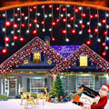 XURISEN 66ft Christmas Lights Decorations Outdoor 640 LED 8 Modes Curtain Fairy Lights with 120 DropsPlug in Waterproof Timer Memory Function for Christmas Holiday Wedding Party Decor(Red+White)
