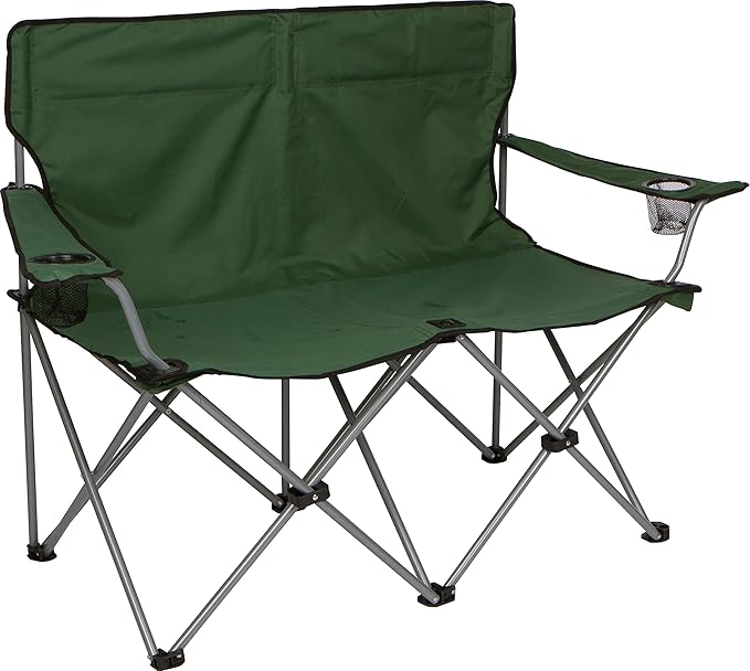 Trademark Innovations Loveseat Style Double Camp Chair 40 L x 22 W x 31.5 H Polyester Army Green