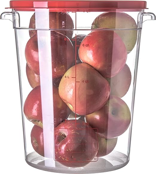 Carlisle FoodService Products Storplus Round Food Storage Container with Stackable Design for Catering Buffets Restaurants Polycarbonate (Pc) 8 Quart Clear